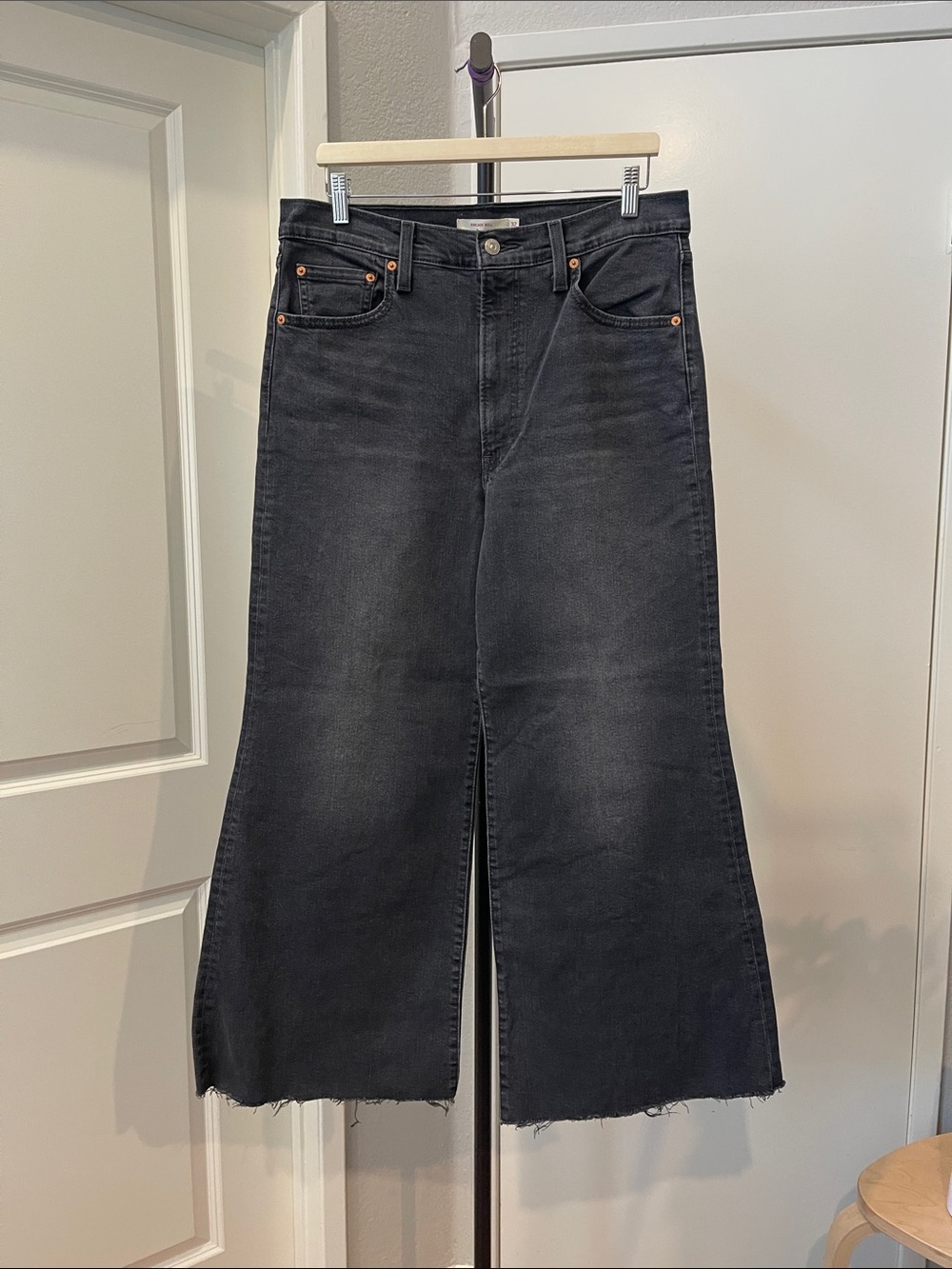 Levi's Black Wide-Leg Raw Hem Jeans for Women